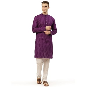 Jompers Mens Embroidered Straight Kurta Pyjama Set.