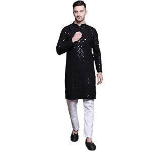 Jompers Mens Geometric Sequin Embroidered Pure Cotton