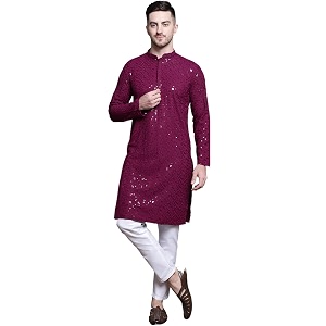Jompers Mens Geometric Sequin Embroidered Pure Cotton