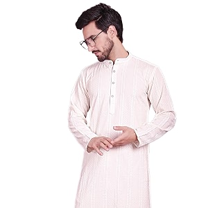 Jompers Mens Regular Fit Rayon Sequins Chikankari