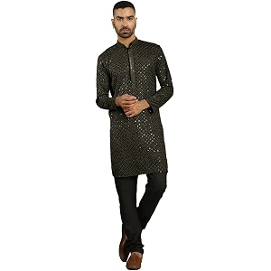 Jompers Mens Cotton Embroidered Regular Kurta Sets