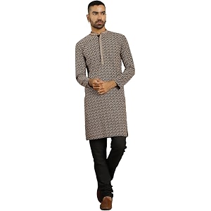 Jompers Mens Cotton Embroidered Regular Kurta Sets
