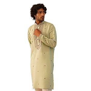 Jompers Mens Pista Sequin Embroidered Kurtas Pista