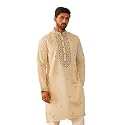 Jompers Men39s Cream Sequin Embroidered Kurtas Cream