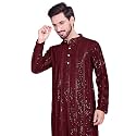 Jompers Men39s Regular Fit Rayon Sequins Chikankari