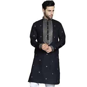 Jompers Mens Sequins Embroidered Kurtas