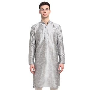 Jompers Men Black White Solid Kurta