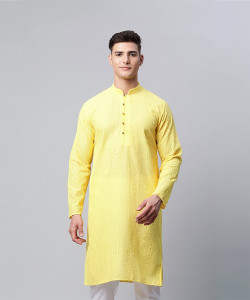 Jompers Men Embroidered Straight Kurta