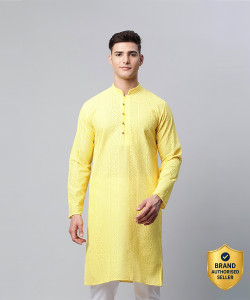 Jompers Men Embroidered Straight Kurta