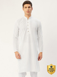 jompers men embroidered straight kurta