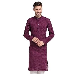 Jompers Men Green Ethnic Embroidered Pure Cotton