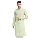 Jompers Men Green Ethnic Embroidered Pure Cotton