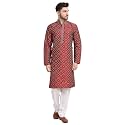 Jompers Mens Coller Embroidered Printed Kurta Pyjama.