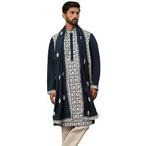 Jompers Silk Blend Embroidered Kurta Pyjama Dupatta