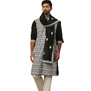 Jompers Silk Blend Embroidered Kurta Pyjama Dupatta