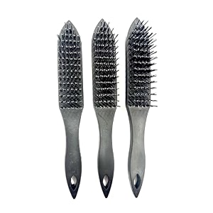 jon bhandari tools 3pc plastic handle wire brush with carbon steel bristles for cleaning scrubbing rust amp paint removal and polishing