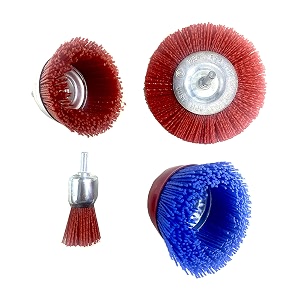 jon bhandari tools 4pc nylon filament abrasive wire wheel amp cup brush set - medium grit heavy duty  for rust paint removal surface prep on metal wood plastic