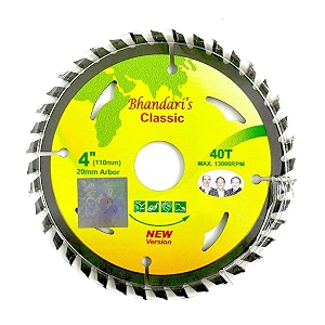 jon bhandari tools classic 1pc tct circular saw blade for wood  4 inch 110mm 40 teeth tungsten carbide tipped smooth amp fast cutting  for plywood mdf hdf veneer composite board switchboard