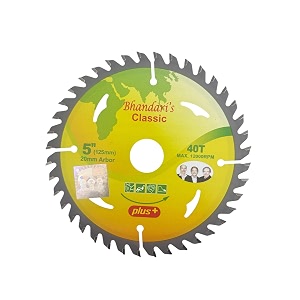 jon bhandari tools classic 1pc tct circular saw blade for wood  5 inch 125mm 40 teeth tungsten carbide tipped smooth amp fast cutting  for plywood mdf hdf veneer composite board switchboard