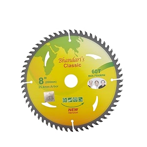 jon bhandari tools classic 1pc tct circular saw blade for wood  8 inch 200mm 60 teeth tungsten carbide tipped smooth amp fast cutting  for plywood mdf hdf veneer composite board switchboard
