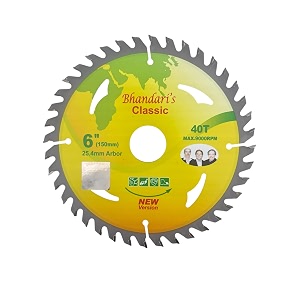 jon bhandari tools classic 1pc tct circular saw blade for wood  6 inch 150mm 40 teeth tungsten carbide tipped smooth amp fast cutting  for plywood mdf hdf veneer composite board switchboard