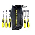 Jon Bhandari Tools Wood Chisel Set – 5-Piece Bevel Edge Chisels (13mm, 19mm, 25mm, 32mm, 38mm) – Hardened Steel Blades, Soft Grip Handles &amp; Storage Bag – Woodworking, Carving, Shaping Hand Tools