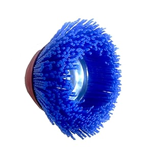 jon bhandari tools nylon filament abrasive wire cup brush 75mm blue m10  medium grit heavy duty  for rust paint removal surface prep on metal wood plastic