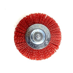 jon bhandari tools nylon filament abrasive wire brush 4 inch100mm  medium grit heavy duty drill attachment  for wood metal plastic  surface prep deburring paint amp coating removal
