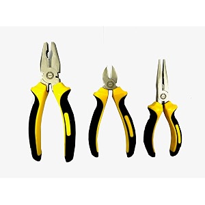 jon bhandari tools 3-piece plier set  combination long nose amp diagonal plier  wire cutting hand tools with anti-slip grip for electrical amp diy use