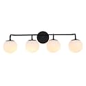 JONATHAN Y Louis Parisian Globe 31" Vanity 4-Light, Black