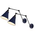 JONATHAN Y Rover 1-Light Wall Sconce 7", Navy/Black, Set of 2