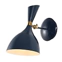JONATHAN Y Josef 1-Light Wall Sconce Adjustable Metal 7", Navy/Brass Gold
