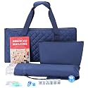 Jongyance American Mahjong Set with Dark Blue Carrying Bag, 166 White Tiles, 4 Racks withPushers, Mahjong Tiles Set for Beginners