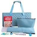 Jongyance American Mahjong Set with Light Blue Carrying Bag, 166 White Tiles, 4 Racks with Pushers, Mahjong Tiles Set for Beginners