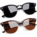 Joopin Half Frame Sunglasses UV Protection Vintage Browline Sun Glasses