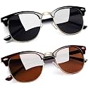 Joopin Half Frame Sunglasses UV Protection Vintage Browline Sun Glasses