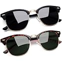 Joopin Half Frame Sunglasses UV Protection Vintage Browline Sun Glasses