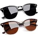 Joopin Half Frame Sunglasses UV Protection Vintage Browline Sun Glasses