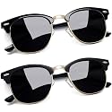 Joopin Half Frame Sunglasses UV Protection Vintage Browline Sun Glasses