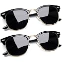 Joopin Half Frame Sunglasses UV Protection Vintage Browline Sun Glasses