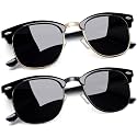 Joopin Half Frame Sunglasses UV Protection Vintage Browline Sun Glasses