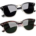Joopin Half Frame Sunglasses UV Protection Vintage Browline Sun Glasses