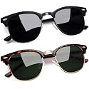 Joopin Half Frame Sunglasses UV Protection Vintage Browline Sun Glasses
