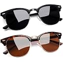Joopin Half Frame Sunglasses UV Protection Vintage Browline Sun Glasses