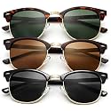 Joopin Half Frame Sunglasses UV Protection Vintage Browline Sun Glasses