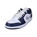 NIKE Air Jordan 1 Low Men's Shoes (553558-141, White/Midnight Navy/Wolf Grey) Size 12.5