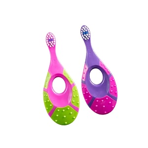 jordan step 1 baby toothbrush for age 0-2 years old toddler toothbrush with extra soft bristles amp soft biting ring for babies gums and easy grip pack 2 units