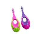 Jordan Step 1 Baby Toothbrush for Age 0-2 Years Old Toddler Toothbrush with Extra Soft Bristles & Soft Biting Ring for Babies Gums and Easy Grip (Pack 2 Units)