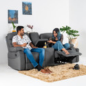 Jordyblue Jamie With Console 2 Seater Fabric Manual Recliner (Finish Color - Grey With Console, DIY(Do-It-Yourself))