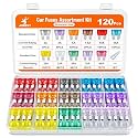 JOREST 120Pcs Standard Fuse Kit, Car Fuses Assortment Kit,Blade Fuses Automotive for RV Vehicle Motorcycle (2Amp 3A 5A 7.5A 10A 15A 20A 25A 30A 35A 40A) + Auto Fuse Puller